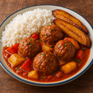 Albondigas Guisadas/ hand-rolled beef meatballs